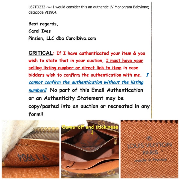 Auth Louis Vuitton Babylone Tote L62TO232 - Picture 4 of 7